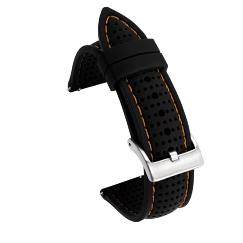 Uhrenarmband-Marbella-Silikon-Schnellwechselsystem-schwarz-orange