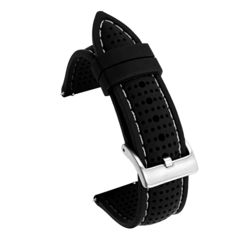 Uhrenarmband-Marbella-Silikon-Schnellwechselsystem-schwarz-weiss